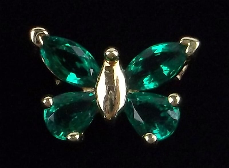 New Vintage 10kt Gold Emerald Butterfly Pendant (1 of 2)