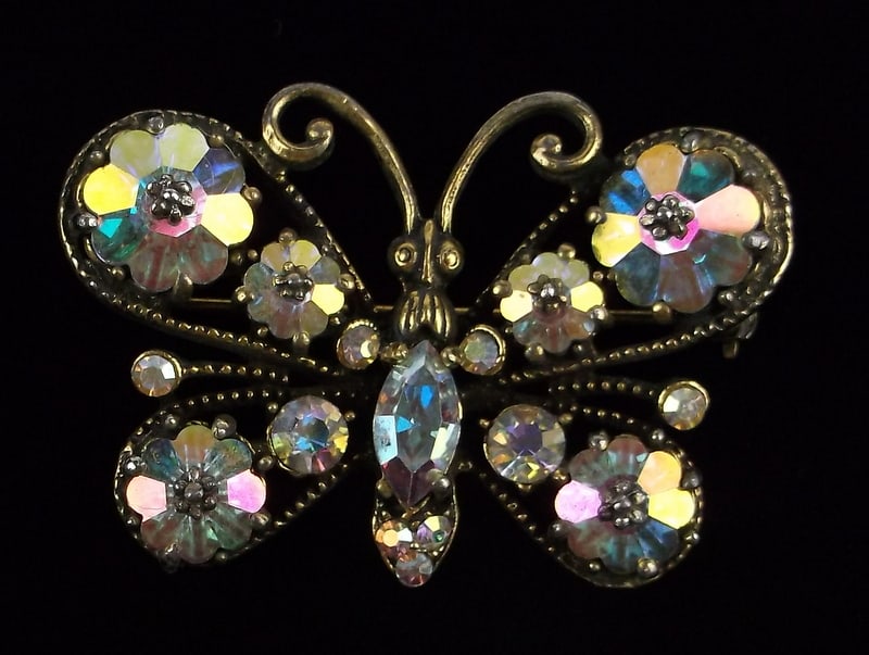 Mint Vintage 1950s Weiss Rhinestone Butterfly Brooch (1 of 3)