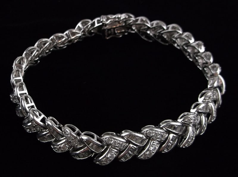 Mint Heavy Sterling Silver Tennis Bracelet 7.5": Guaranteed Solid 925 Sterling Silver, in Excellent Condition
