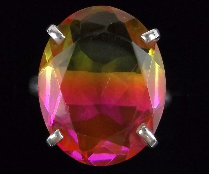 Stunning Vint Big Sterling Silver Colorful Cocktail Ring 9: Guaranteed Solid 925 Sterling Silver, in Excellent Condition