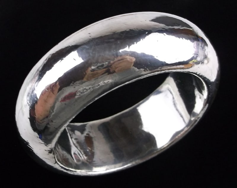 Huge Vint Heavy Sterling Silver Bangle Bracelet 8" 77g (1 of 5)