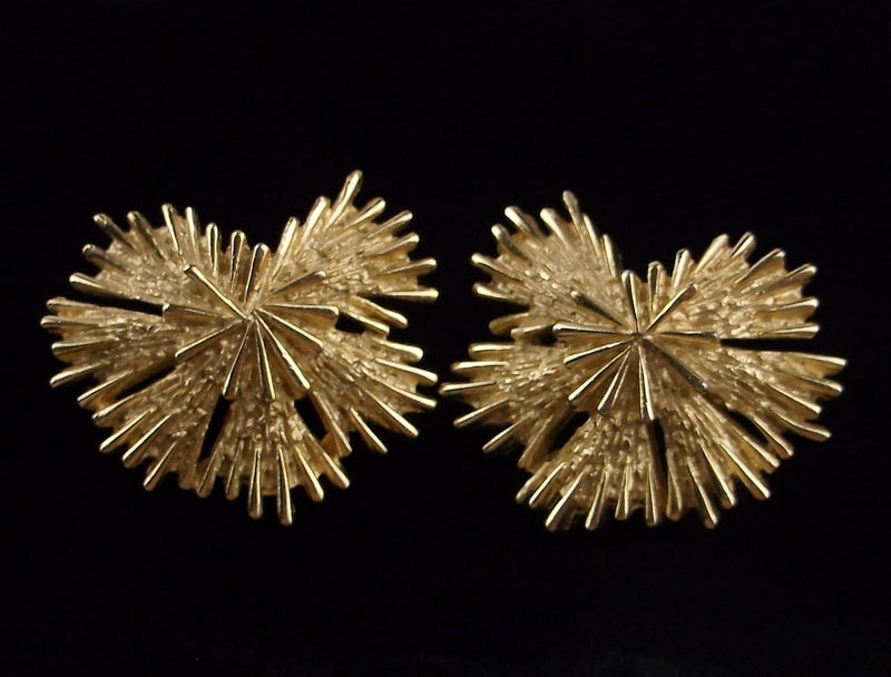 Mint Vintage 1960s Crown Trifari Starburst Earrings: Mint Condition, In Like New Condition, Perfect
