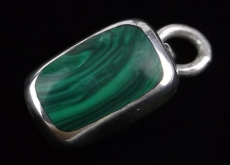 Mint Vintage Taxco Sterling Silver Malachite Pendant (1 of 2)