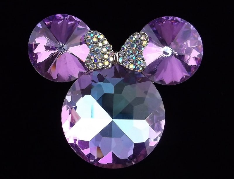 Mint Enameled Rhinestone Minnie Mouse Brooch Big (1 of 2)