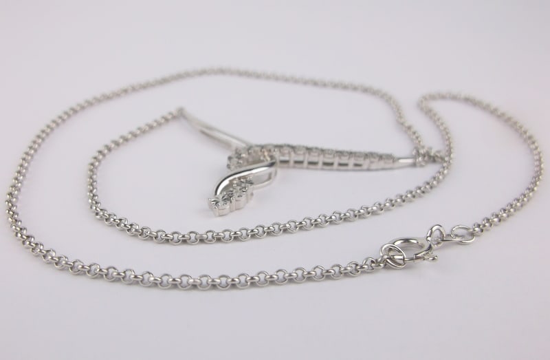 New Boxed Sterling Silver Diamond Necklace 18" (1 of 3)