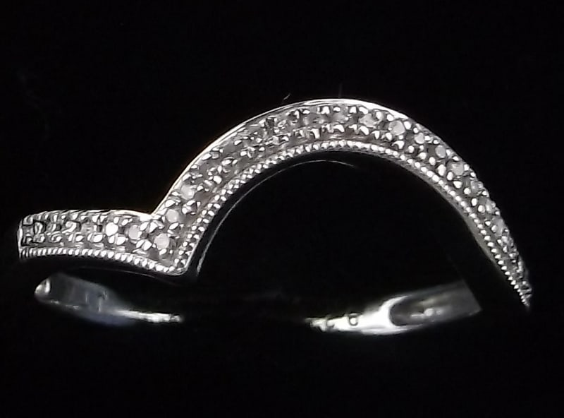 Mint Vint Sterling Silver Diamond Wedding Band Ring 7 (1 of 3)
