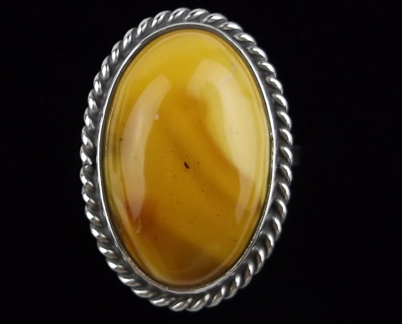 Big Mint Sterling Silver Ancient Amber Ring 9.5 (1 of 3)
