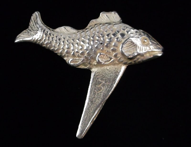 Rare 1910s .999 Fine Silver Fish Candle Cake Topper Nouveau (1 of 3)