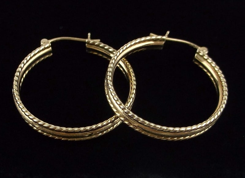 New Vintage 14kt Gold Designer Hoop Earrings 3.26g (1 of 4)