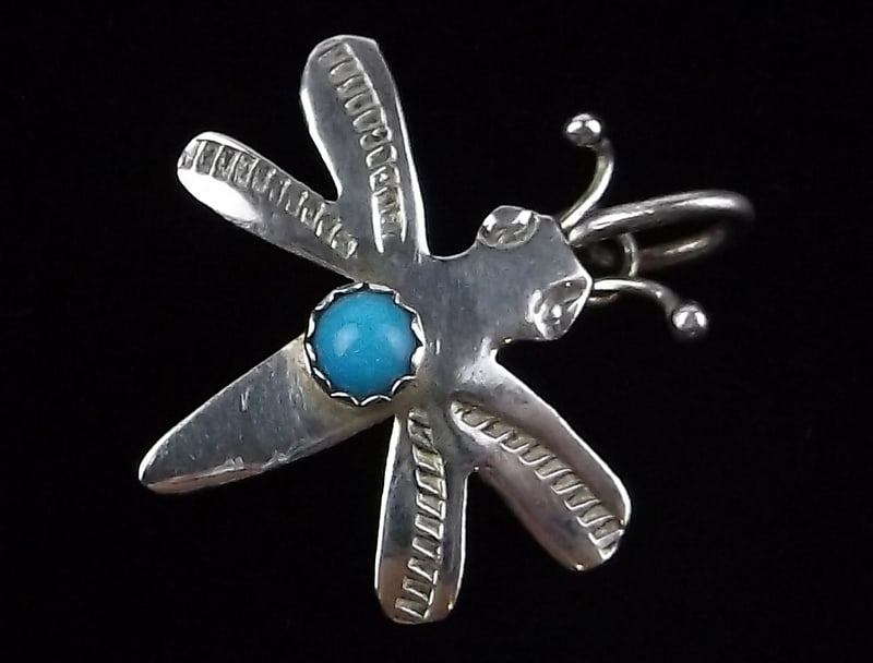 Mint Vint Navajo Sterling Silver Turquoise Dragonfly Pendant (1 of 2)