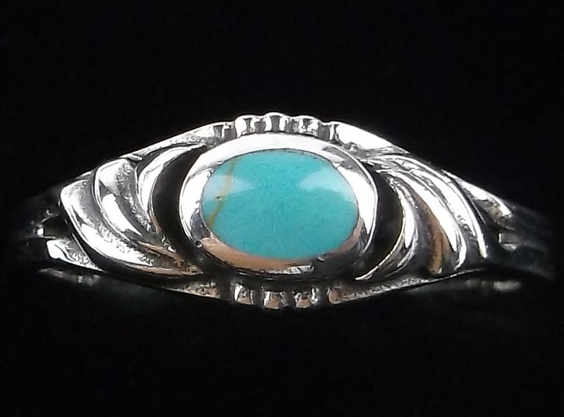New Thick Sterling Silver Turquoise Ring Size 7 (1 of 2)