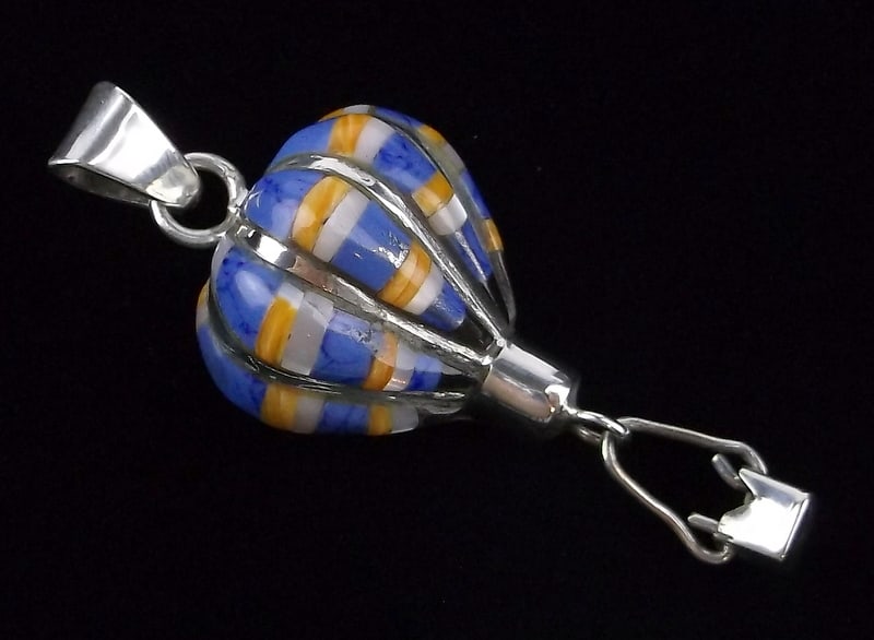 Mint Carolyn Pollack Sterling Lapis Spiny Hot Air Balloon Pendant: Guaranteed Solid 925 Sterling Silver, in Excellent Condition