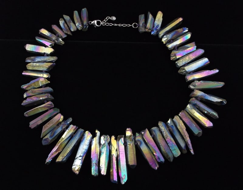 Stunning Big Sterling Silver Druzy Wand Necklace 20" (1 of 4)