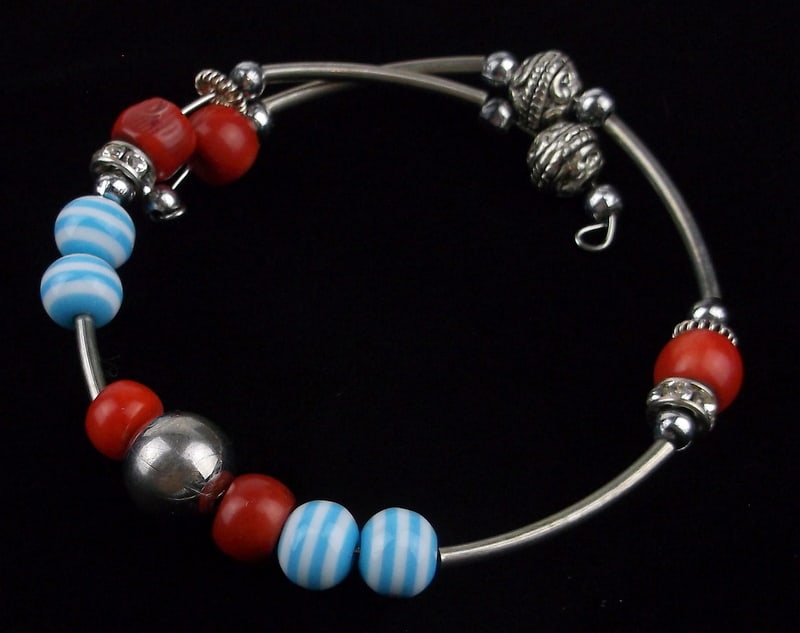 New Red Coral Murano Glass Wrap Bracelet (1 of 2)