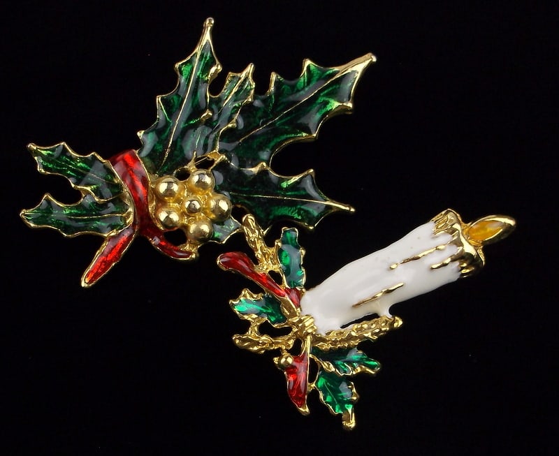 2 Mint Vintage Enameled Christmas Brooch Lot (1 of 3)
