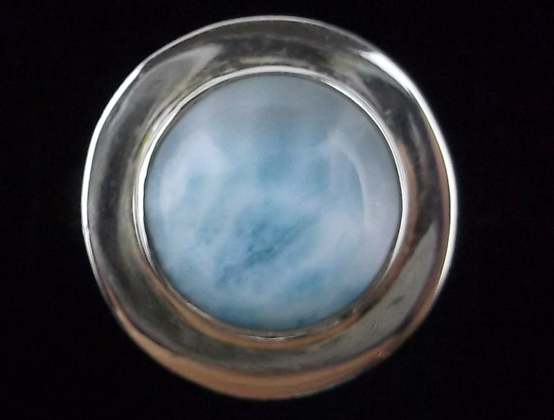 New Thick Sterling Silver Larimar Ring Size 8 (1 of 3)