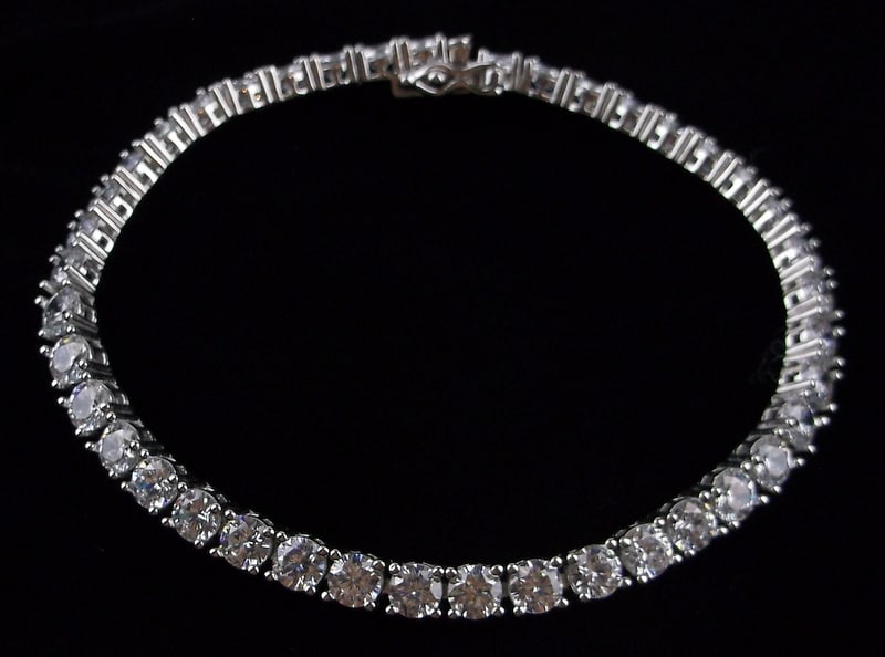 New Sterling Silver White Stone Tennis Bracelet 7.5" Heavy (1 of 3)