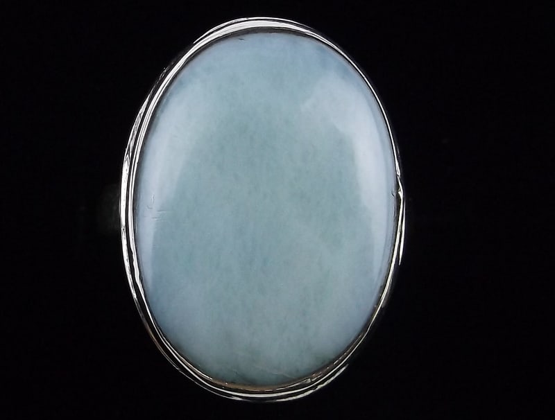 New Big Sterling Silver Thick Larimar Ring Size 7.5 (1 of 3)