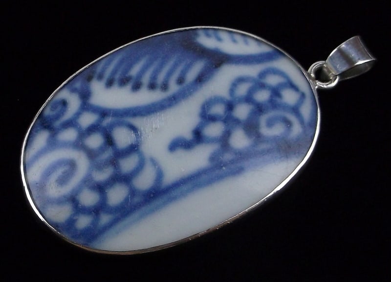 Mint vintage Big Sterling Silver Flower Blue Pendant (1 of 3)