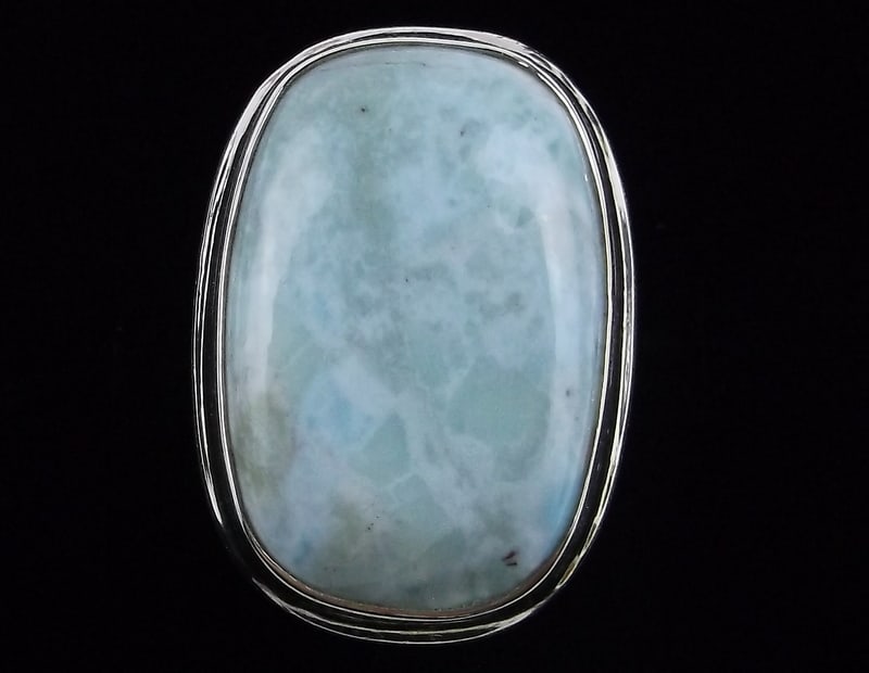 New Big Sterling Silver Larimar Ring Size 7 (1 of 3)