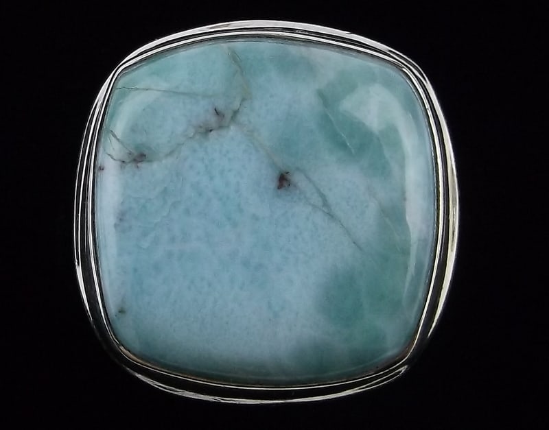 New Big Sterling Silver Larimar Ring Size 8 (1 of 2)