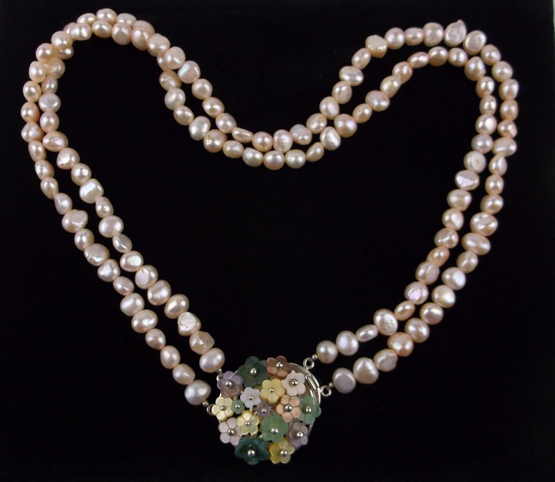 Mint Vint Victoria Wieck Sterling Silver Jade Pearl Necklace 17" (1 of 5)