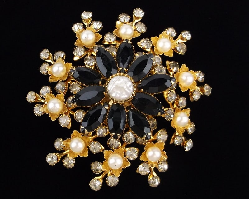 Huge New Vintage 1960s Judy Lee Rhinestone Brooch (1 of 3)
