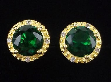 New Sterling Silver Green Stone Elegant Earrings