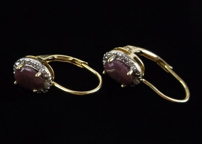 Mint Vintage Ruby Diamond Drop Earrings