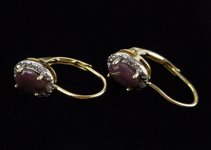 Mint Vintage Ruby Diamond Drop Earrings (1 of 2)