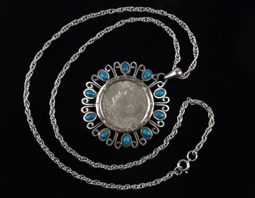 Stunning Vint 1976 US Kennedy Half Dollar Necklace 24"