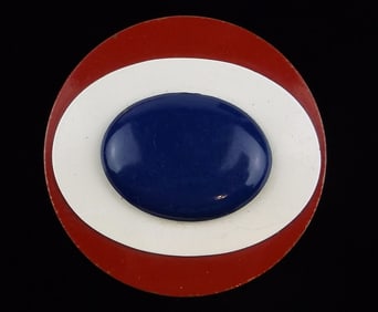 Stunning Vint 1950s Enameled Bullseye Brooch