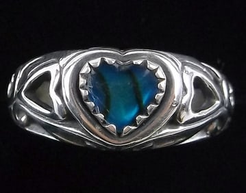 Mint Vint Sterling Silver Abalone Ring Thick Size 5.25
