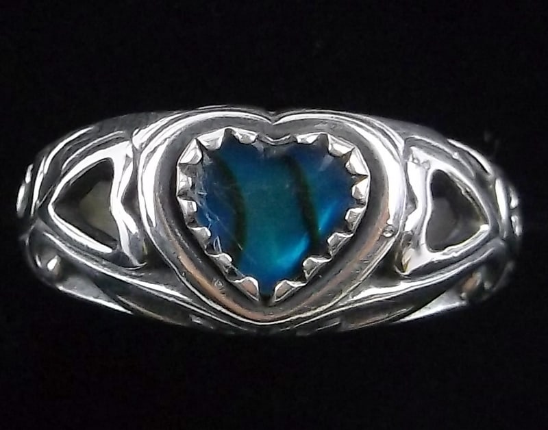 Mint Vint Sterling Silver Abalone Ring Thick Size 5.25: Guaranteed Solid 925 Sterling Silver, in Excellent Condition