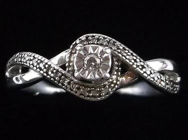 Mint Vint Sterling Silver Diamond Engagement Ring 8