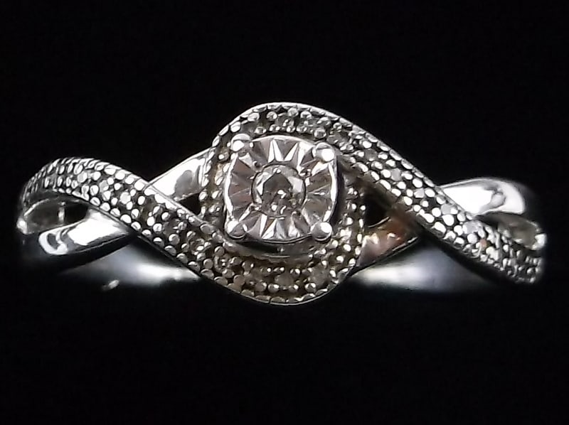 Mint Vint Sterling Silver Diamond Engagement Ring 8: Guaranteed Solid 925 Sterling Silver, in Excellent Condition