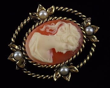 Mint Vintage 1960s Cameo Brooch