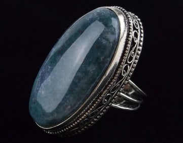 Big New Boxed Bali Bloodstone Gemstone Ring Size 7
