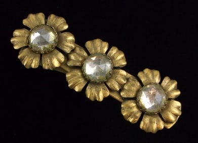 Stunning Vint 1910s Glass Flower Clip Brooch Art Nouveau