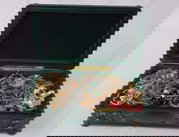 Box Full Of Vintage Mixed Jewelry With Box Nice Lot