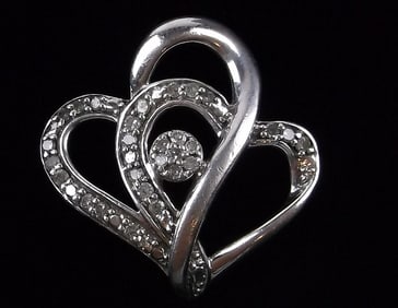 Mint Vintage Sterling Silver Diamond Heart Pendant