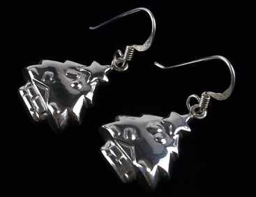 New Vintage Sterling Silver Christmas Tree Earrings