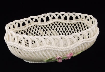 Mint Vintage Belleek Irish Fine Porcelain Flower Basket