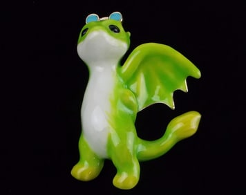 Mint Enameled Dragon With Sunglasses Brooch