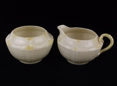 Mint Vint Belleek Irish Fine Porcelain Cream Sugar Set