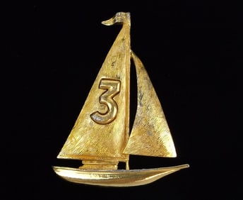Stunning Vint 1960s ART Sailboat Brooch