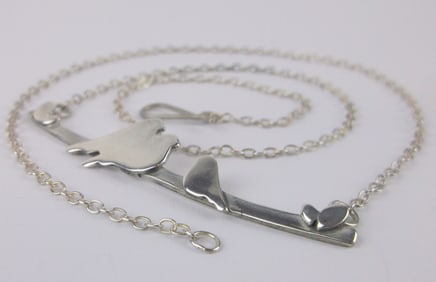 Mint Vint Sterling Silver Birds On Branch Chain Necklace 18.5"