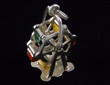 Stunning 1950s Sterling Silver Ferris Wheel Pendant Carnival