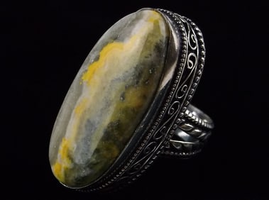 New Big Boxed Bali Bumblebee Jasper Ring Size 7