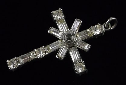 Mint Vintage 1920s Art Deco Sterling Silver Cross Pendant
